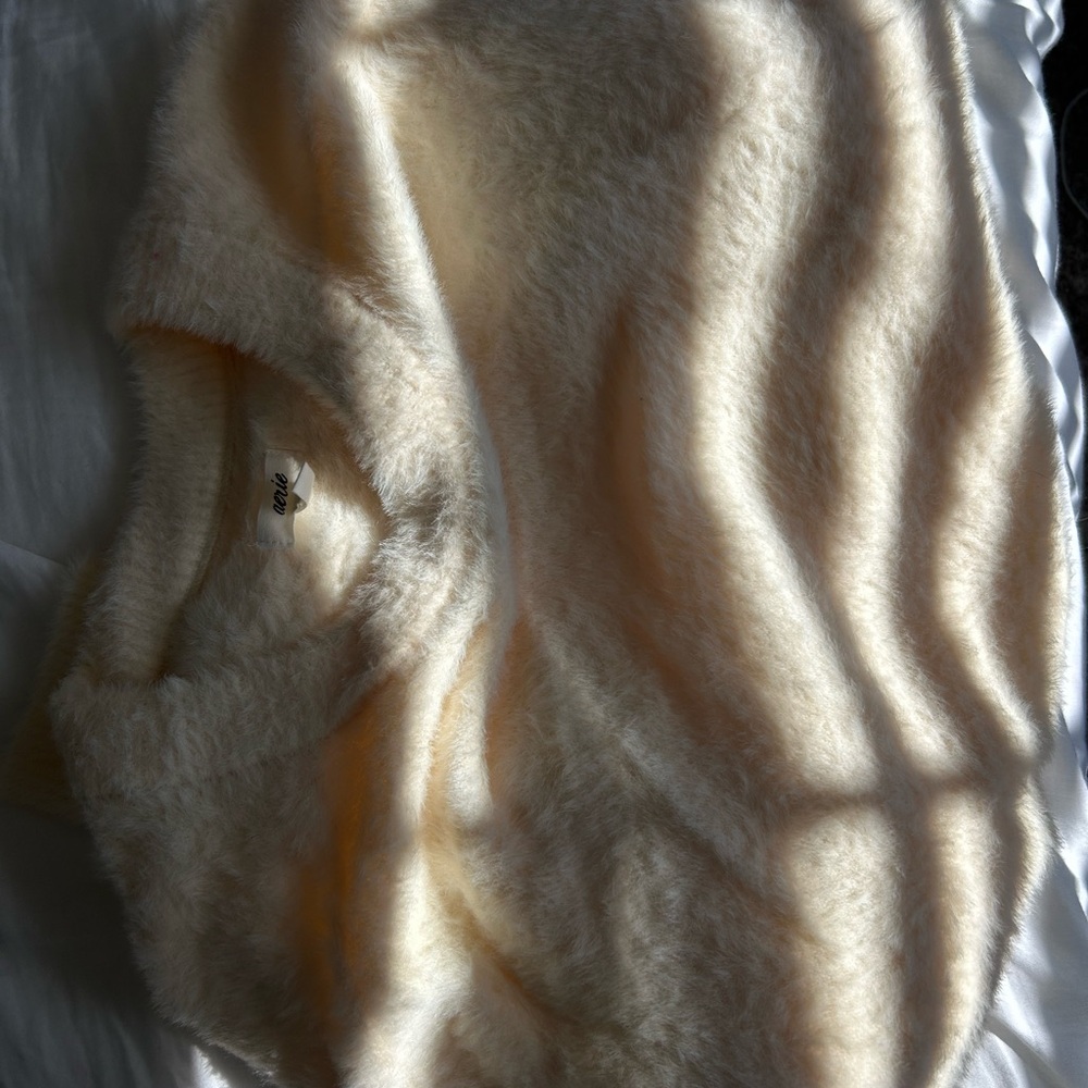 aerie Plush Cream Fuzzy Pullover